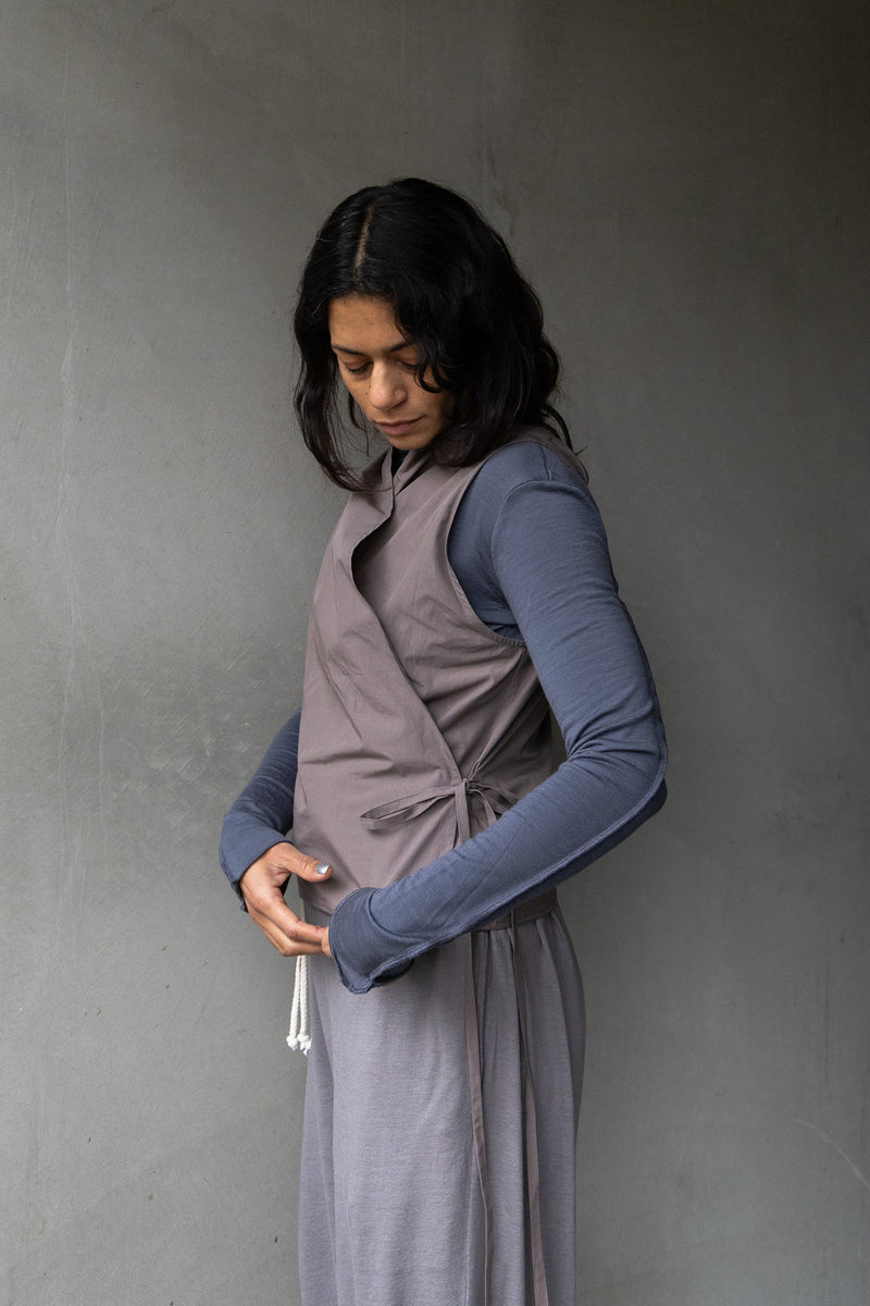 Gathered Top in Soot
