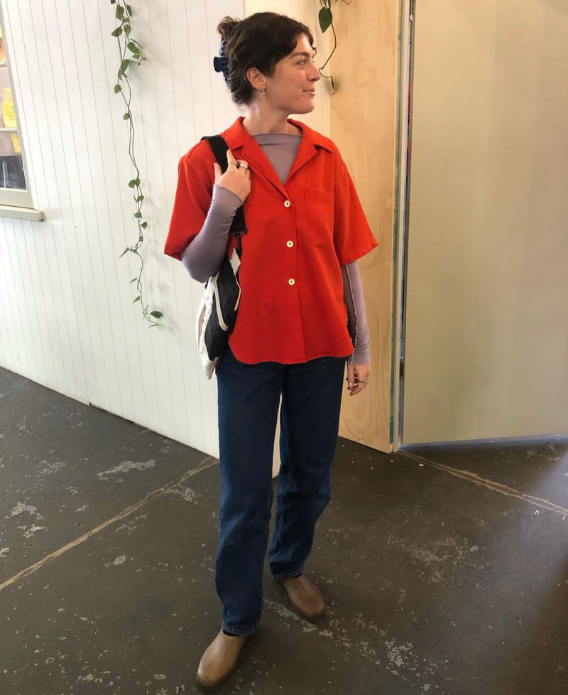 Box Shirt in Tomato Wool