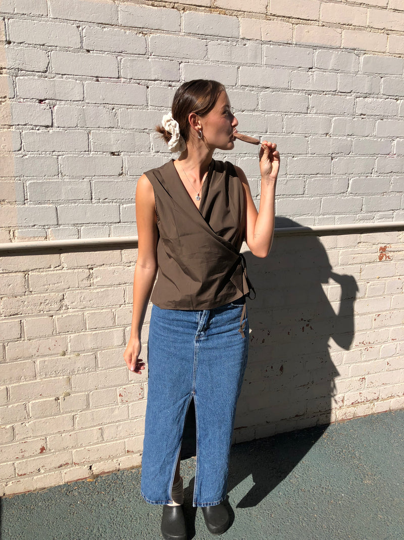 Gathered Top in Brown