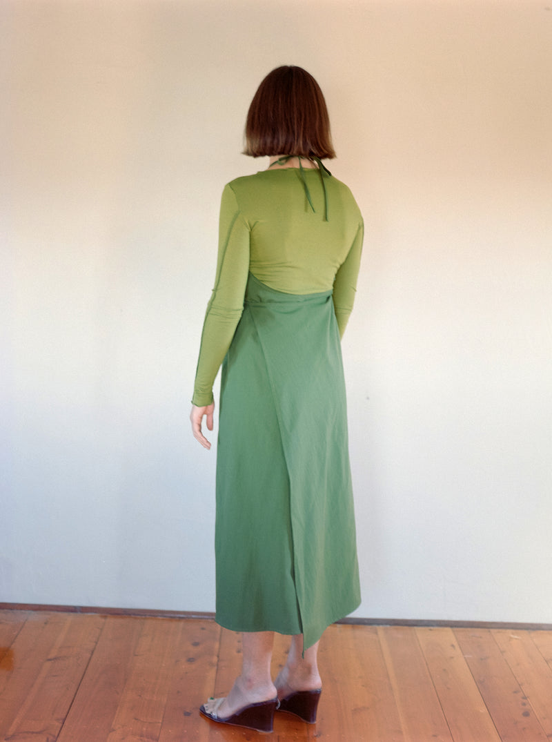 Apron Dress in Moss Nylon
