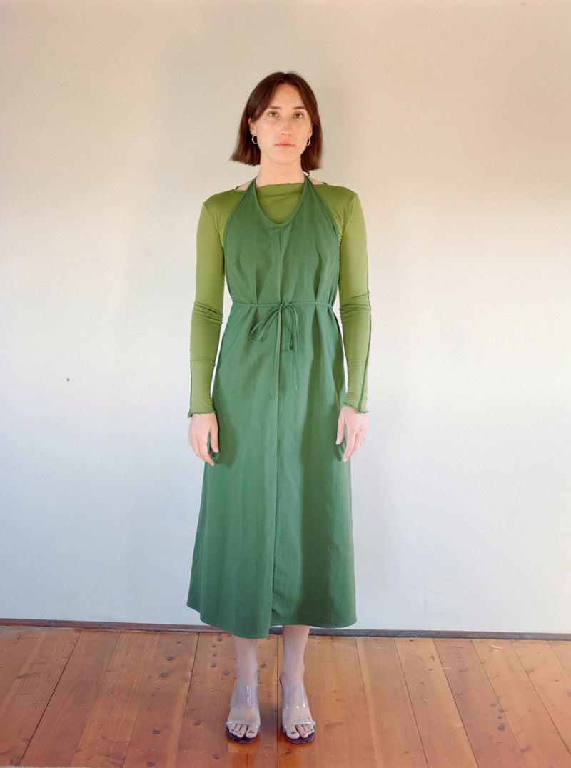 Apron Dress in Moss Nylon