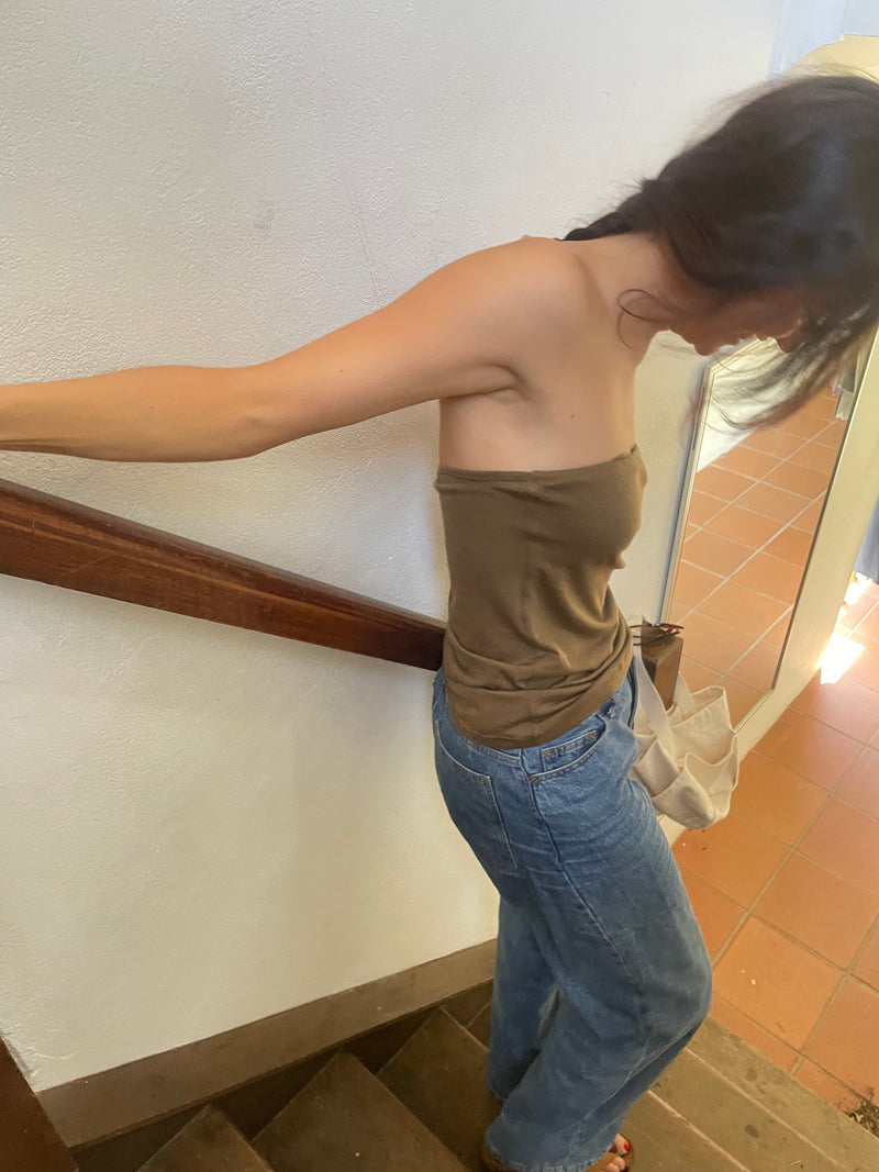 Strapless Bandaeu in Tan