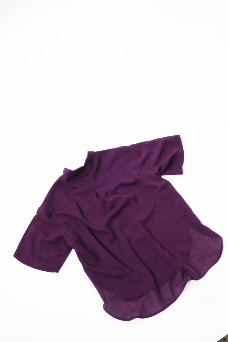 Box Shirt in Prune Wool