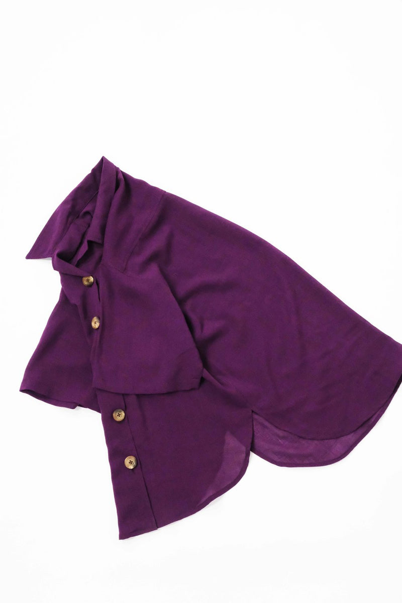 Box Shirt in Prune Wool