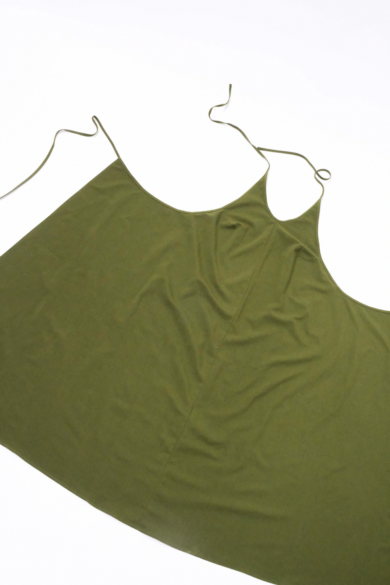 Apron Dress in Moss Nylon