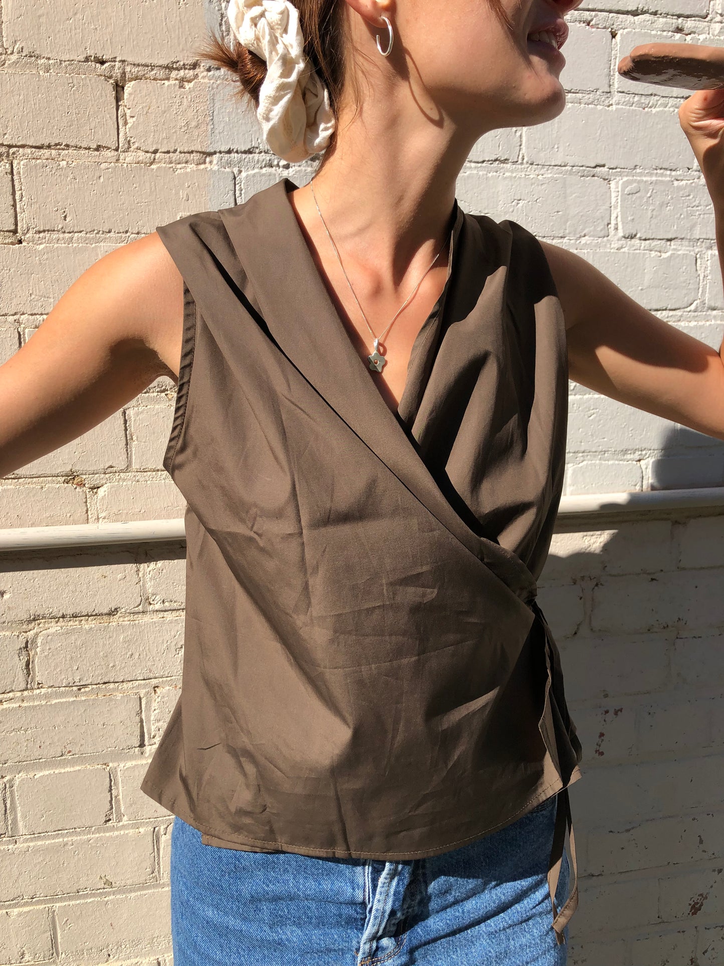 Gathered Top in Brown
