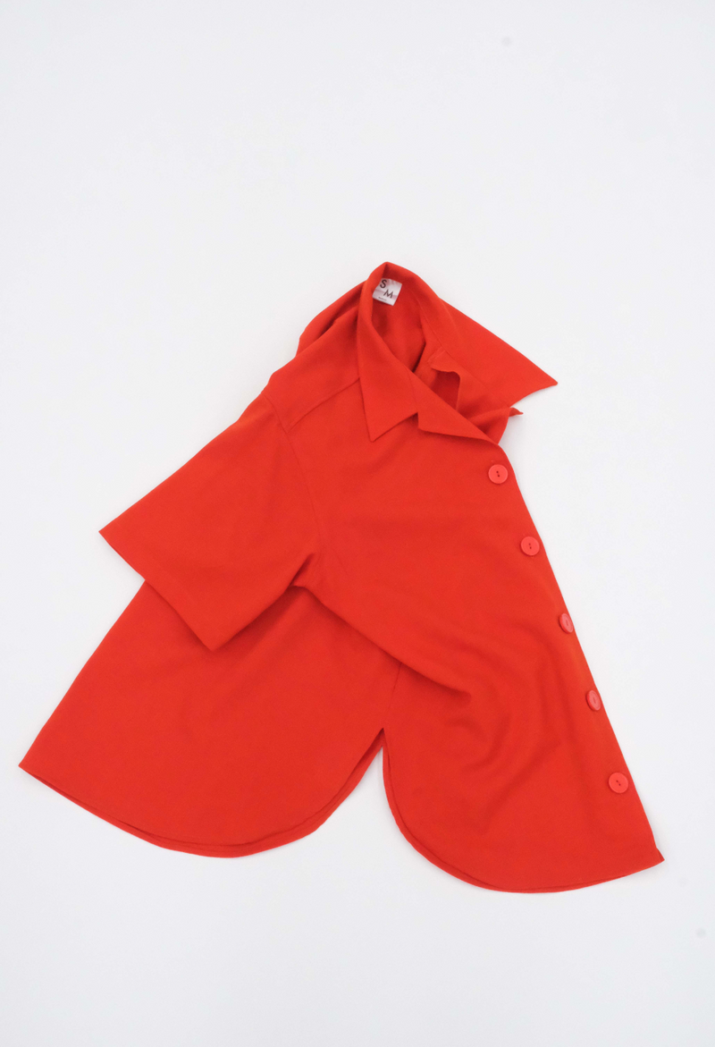 Box Shirt in Tomato Wool